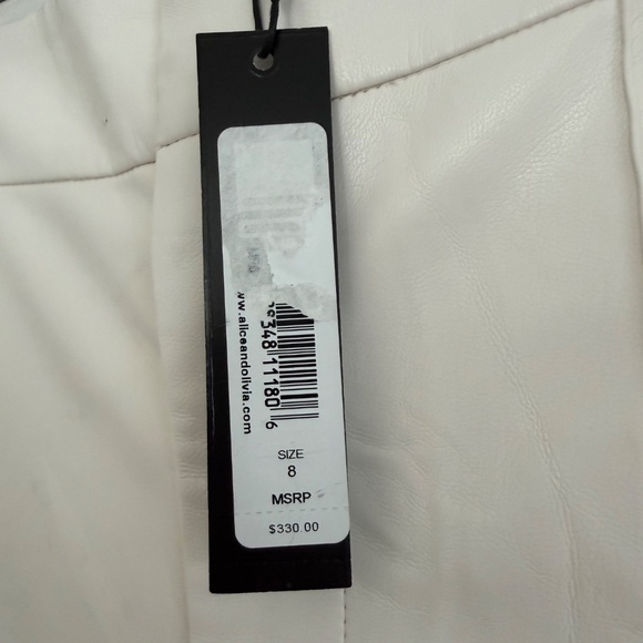 Alice and Olivia Dylan High Waist Faux Vegan Leather Fleeced Wide Leg Pants 8 - Picture 16 of 16